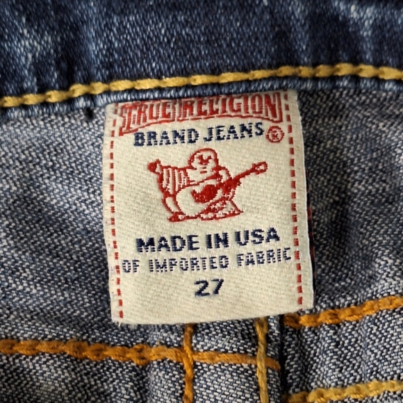 True Religion Low Rise Grunge World Tour Factory Distressed Denim Jeans Size 27 - Picture 10 of 12